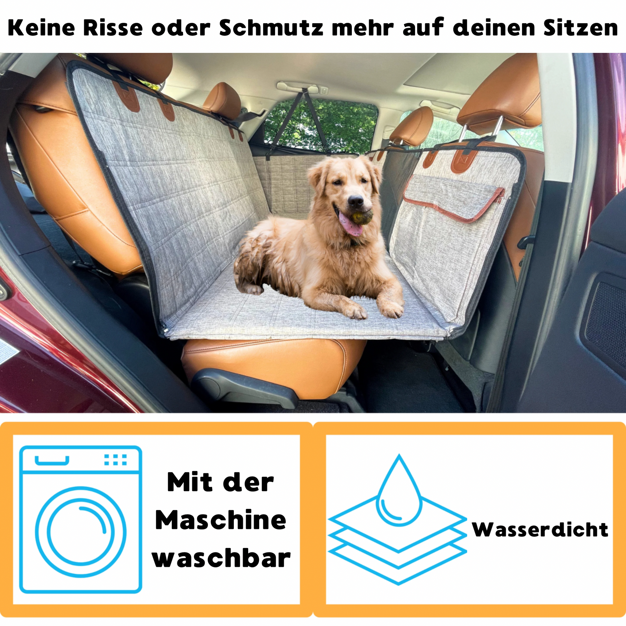 Rücksitzverlängerung für Hunde – Grau mit Türabdeckungen