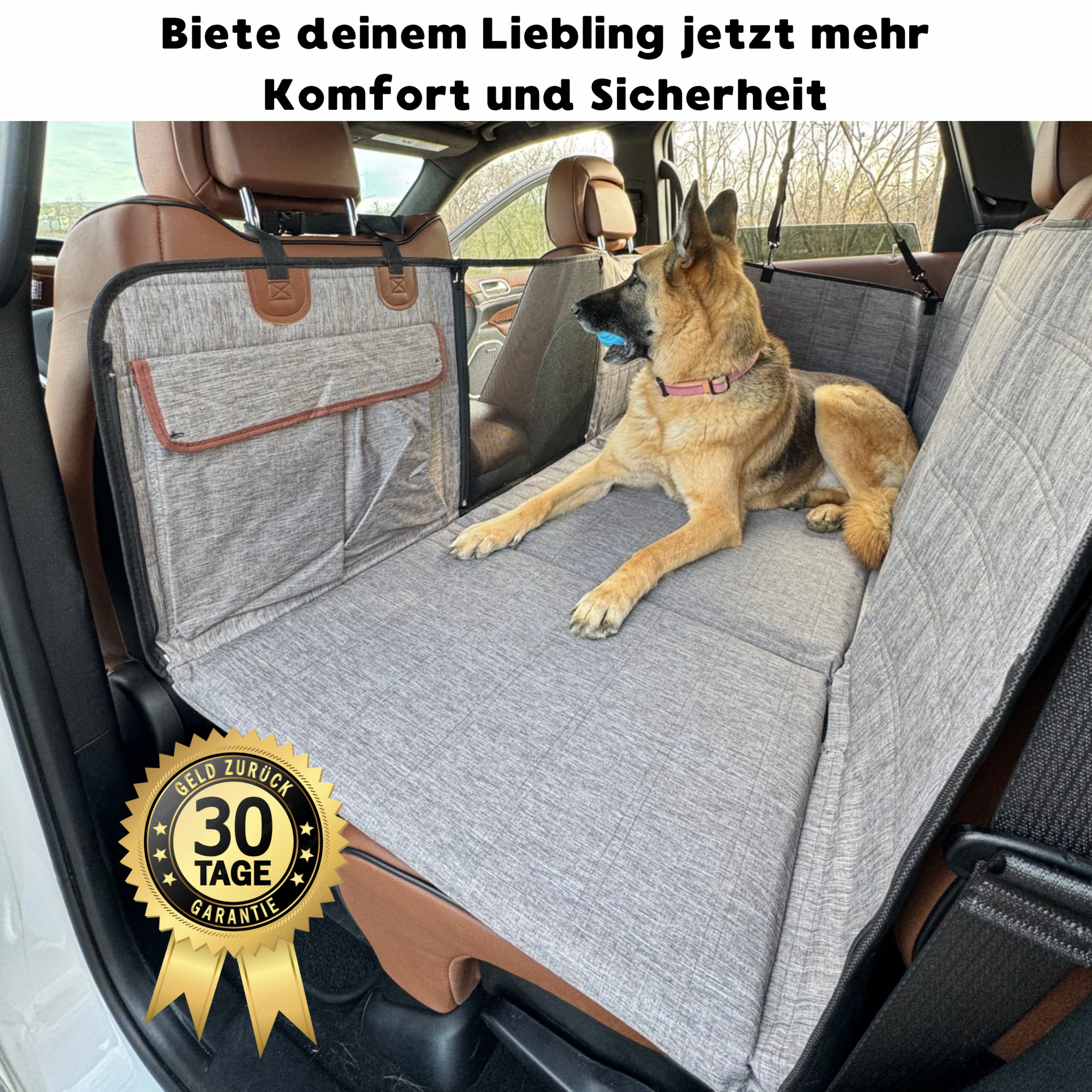 Rücksitzverlängerung für Hunde – Grau mit Türabdeckungen